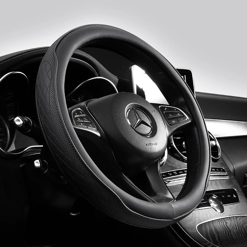 ApexGrip™ Performance Leather Steering Wheel Cover – 15” Universal Fit