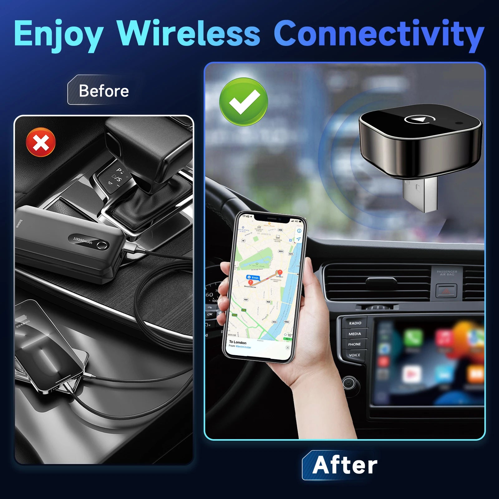 DriveLink™ Wireless CarPlay Adapter – Convert Wired to Wireless in Seconds