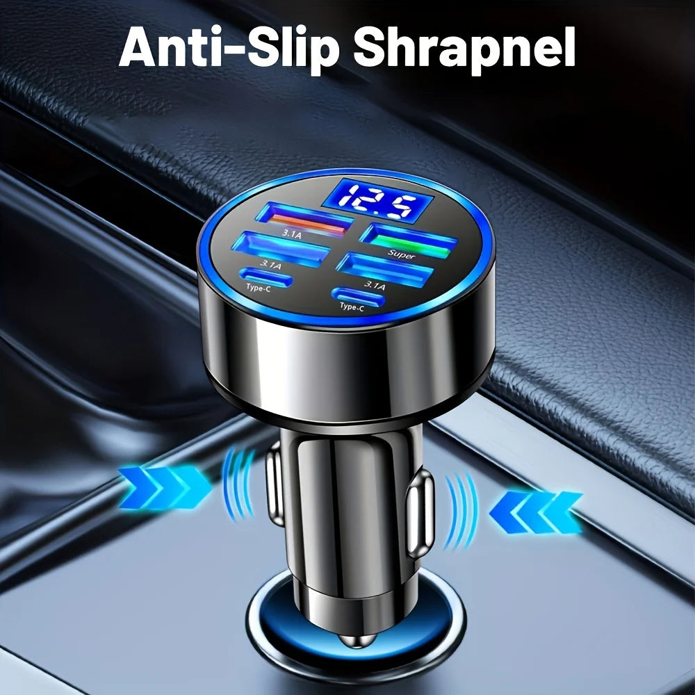 PowerHub™ 6-Port Fast Charging Car Adapter with Digital Display